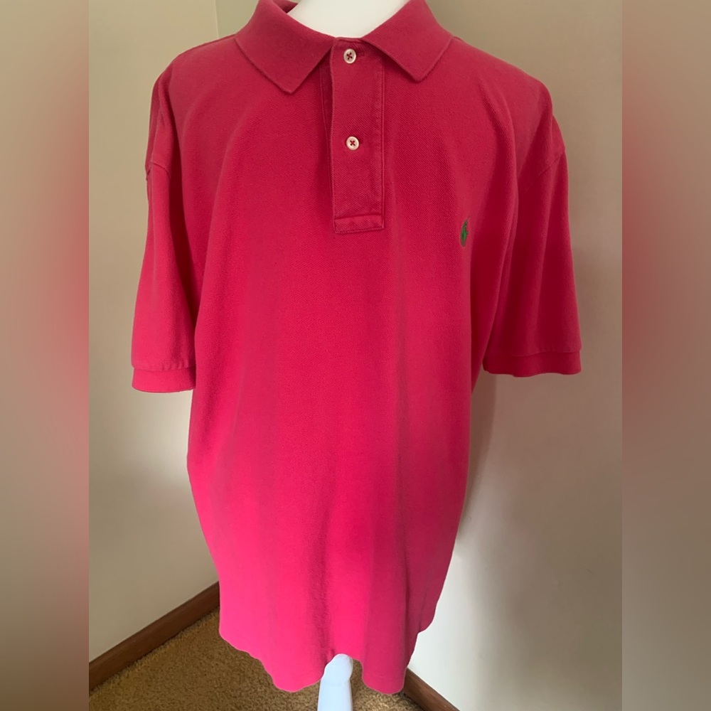 Ralph Lauren Classic Short Sleeve Polo Shirt in Bright Pink, Men’s Size Large